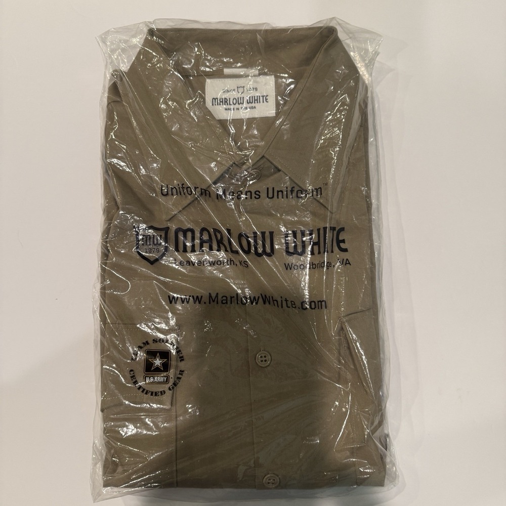 Marlow White AGSU US Army Men's Short Sleeve Uniform Shirt Tan 18 Tall NIP